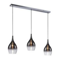 Pendellamper ^ Paul Neuhaus Pilua hængelampe, røg, glas, 100 cm, 3 lyskilder.