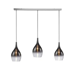 Pendellamper ^ Paul Neuhaus Pilua hængelampe, røg, glas, 100 cm, 3 lyskilder.