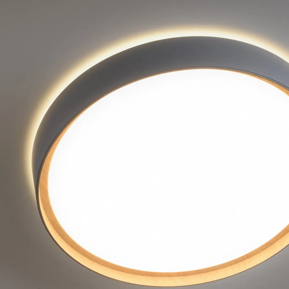 Loftlamper|Loftlamper ^ Q-Smart-Home Paul Neuhaus Q-EMILIA LED-loftslampe, grå/træ