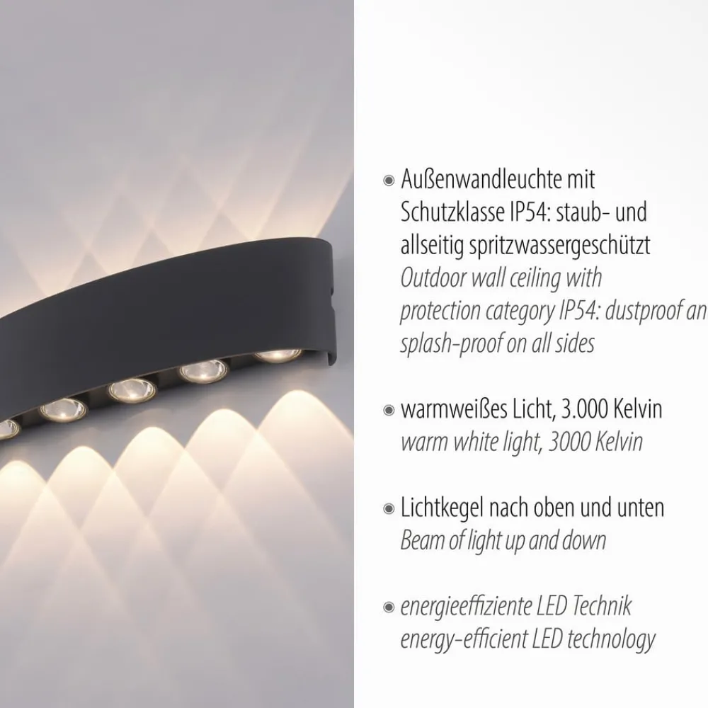 Paul Neuhaus Terrassebelysning > udendørs LED-væglampe Carlo, 27 cm, sort