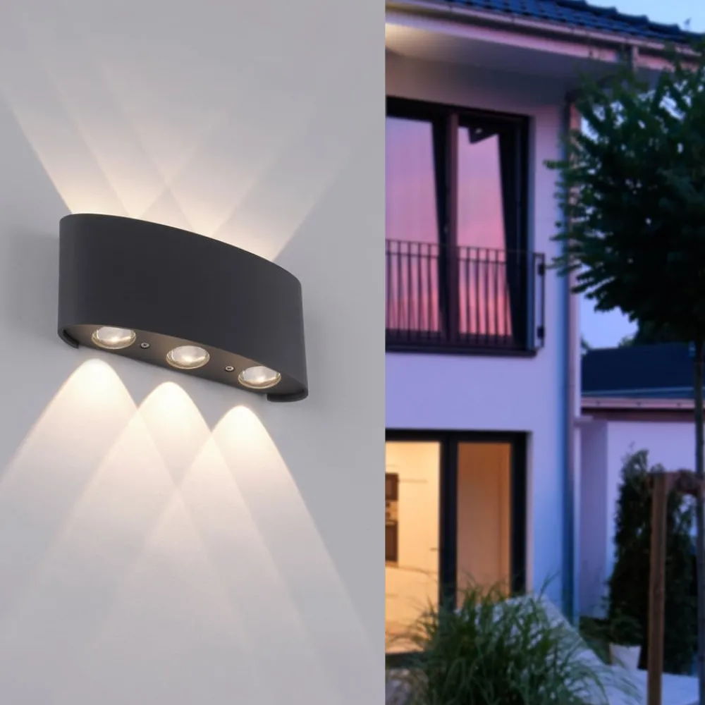 Terrassebelysning|Væglamper ^ Paul Neuhaus udendørs LED-væglampe Carlo, 17 cm, sort