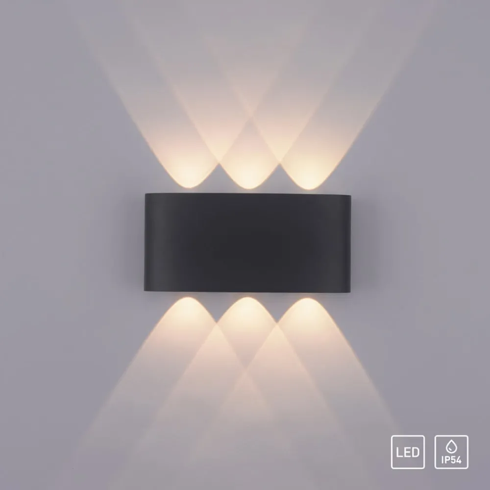 Terrassebelysning|Væglamper ^ Paul Neuhaus udendørs LED-væglampe Carlo, 17 cm, sort
