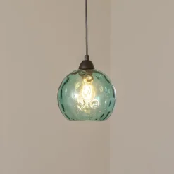 Opviq Pendellamper > Pendellampe Benek, blå, glas, Ø 20 cm, E27