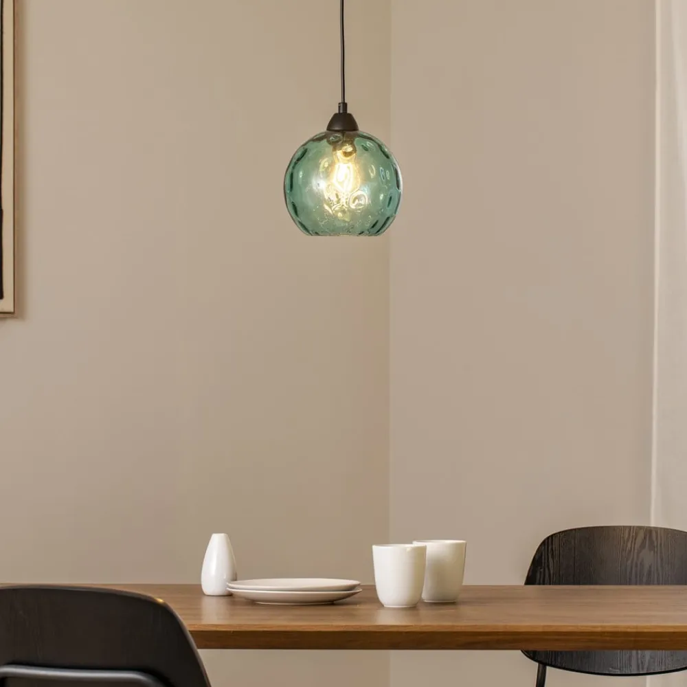 Opviq Pendellamper > Pendellampe Benek, blå, glas, Ø 20 cm, E27