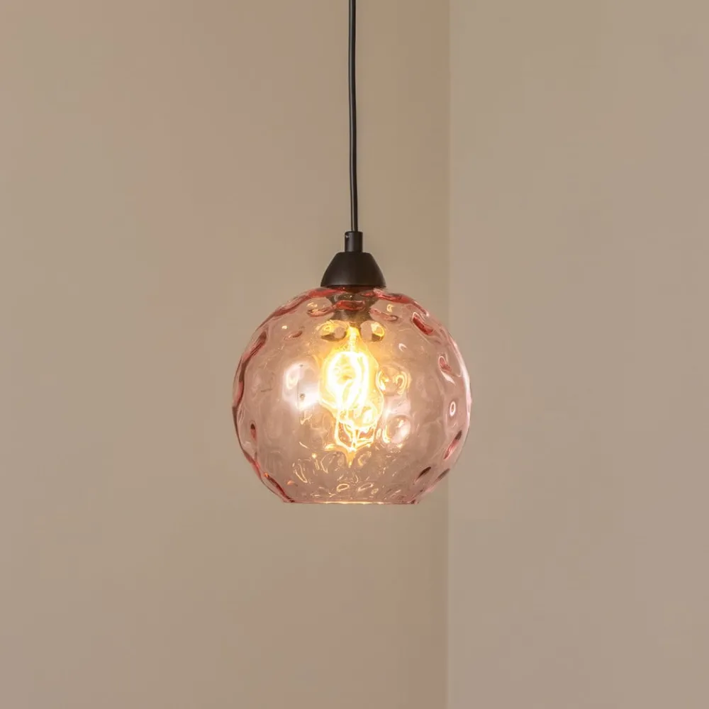 Opviq Pendellamper > Pendellampe Benek, pink, glas, Ø 20 cm, E27