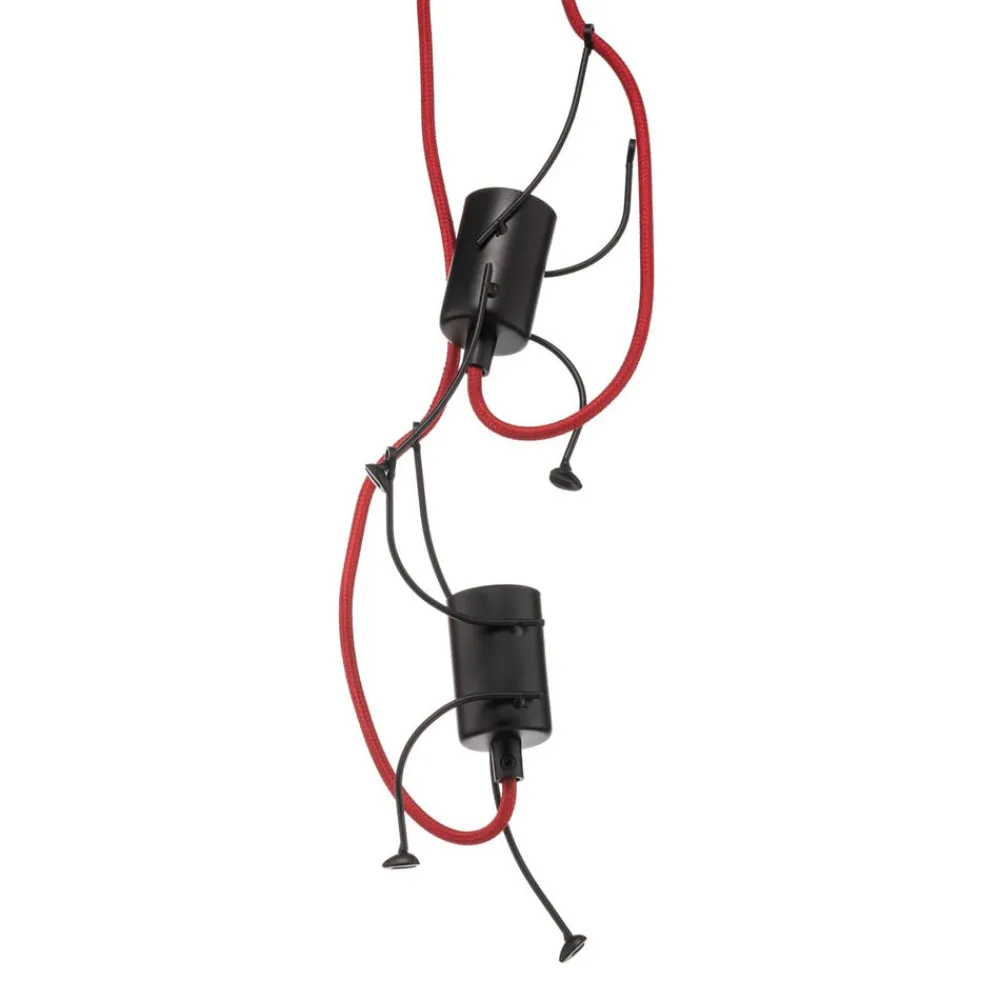 EMIBIG LIGHTING Pendellamper > Pendellampe Bobi 2 i sort, kabel rød, 2 lyskilder.