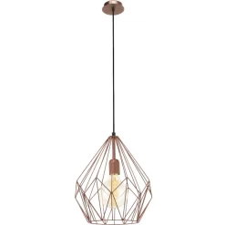 EGLO Pendellamper > Pendellampe Carlton i vintagestil, kobber Ø 31 cm