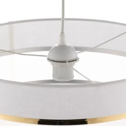 Pendellamper|Pendellamper ^ HELAM Pendellampe Helen tekstilskærm hvid-guld Ø 40 cm