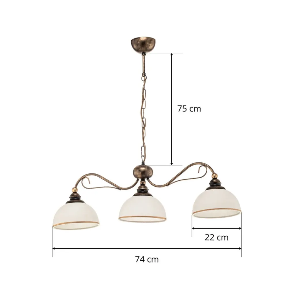 Jupiter Pendellamper|Pendellamper > Pendellampe i bjælkeform Casale, 3 lyskilder, længde 74 cm