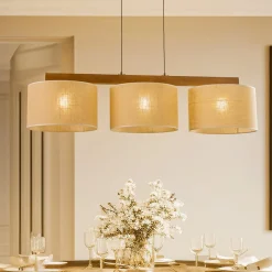 Pendellamper|Pendellamper ^ TK Lighting Pendellampe Juta, 3 lyskilder, bjælkeformet