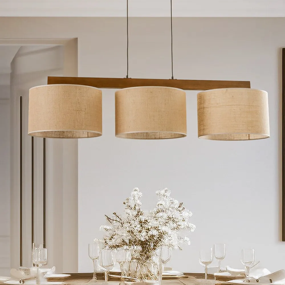 Pendellamper|Pendellamper ^ TK Lighting Pendellampe Juta, 3 lyskilder, bjælkeformet