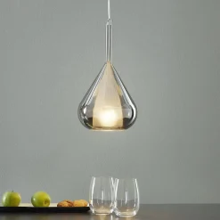 Pendellamper ^ Fabas Luce Pendellampe lilla, røggrå, 1-lys, glas
