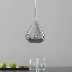 Pendellamper ^ Fabas Luce Pendellampe lilla, røggrå, 1-lys, glas