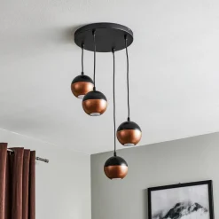 HELAM Pendellamper > Pendellampe Midnight i sort/kobber 4 lyskilder, rund