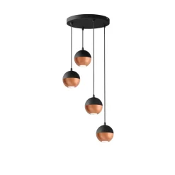 HELAM Pendellamper > Pendellampe Midnight i sort/kobber 4 lyskilder, rund