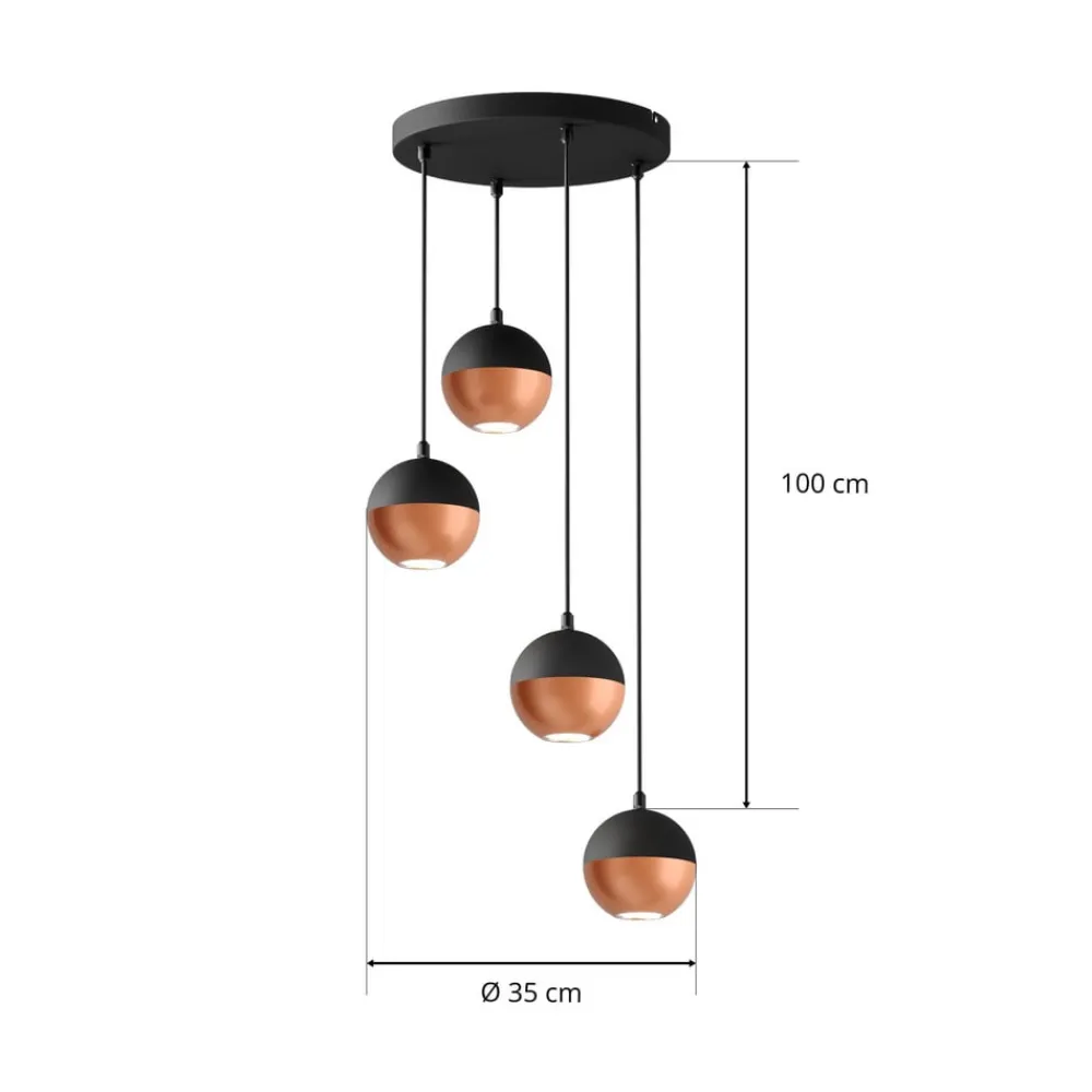 HELAM Pendellamper > Pendellampe Midnight i sort/kobber 4 lyskilder, rund
