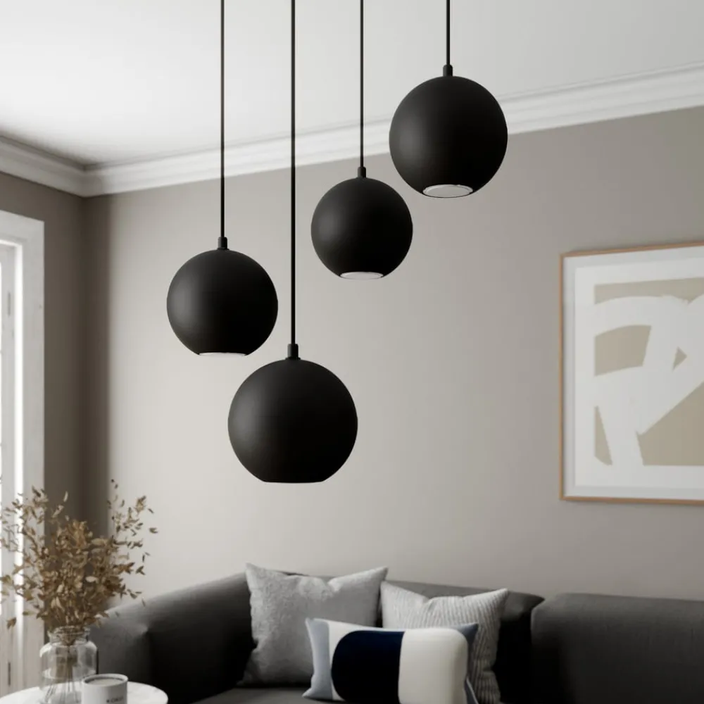 Pendellamper ^ HELAM Pendellampe Midnight sort 4 lyskilder rund