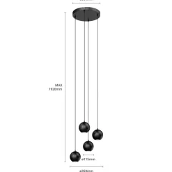 Pendellamper ^ HELAM Pendellampe Midnight sort 4 lyskilder rund
