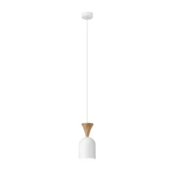 Lamkur Pendellamper > Pendellampe Nolan, Ø 11 cm, hvid/eg, metal/træ