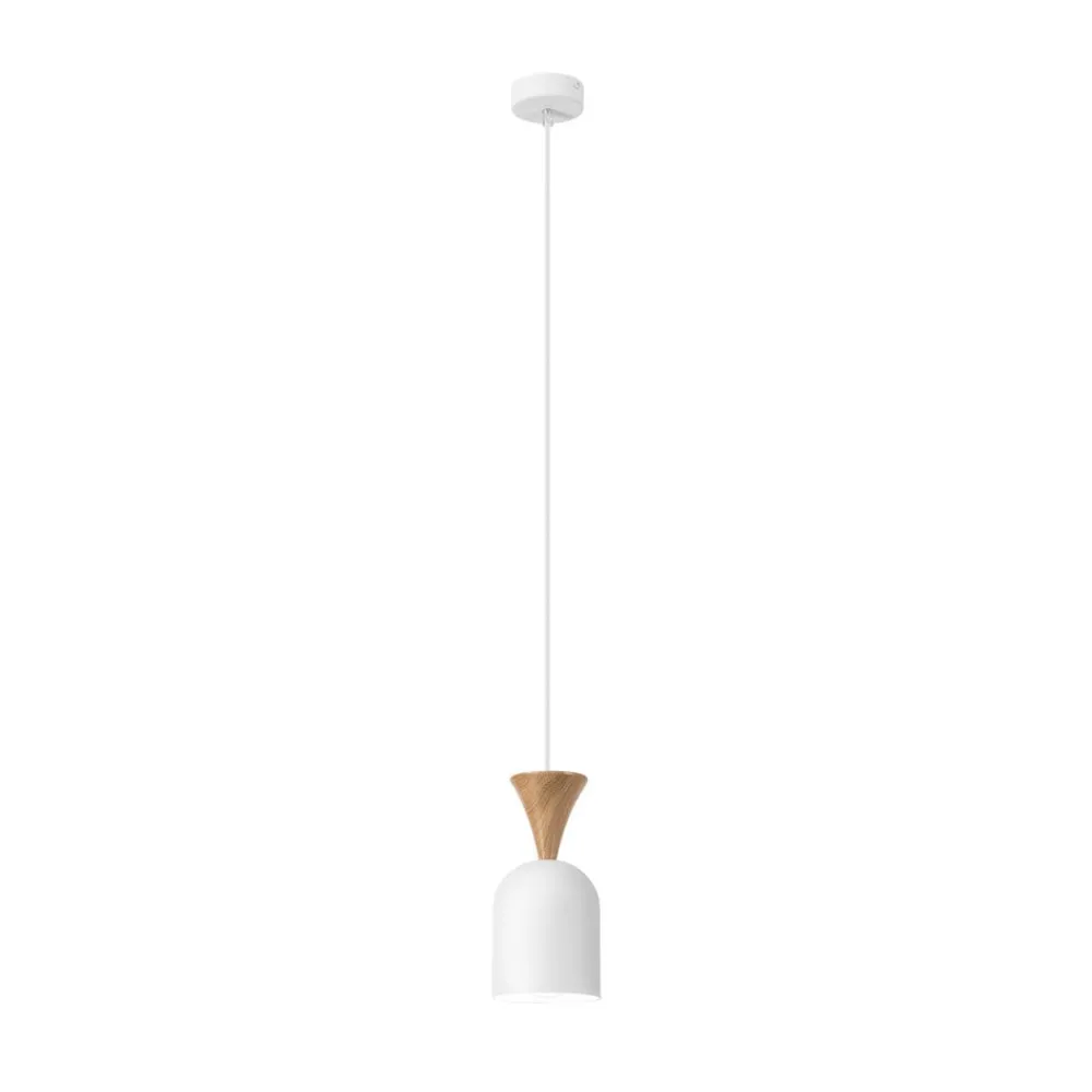 Lamkur Pendellamper > Pendellampe Nolan, Ø 11 cm, hvid/eg, metal/træ