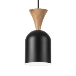 Pendellamper ^ Lamkur Pendellampe Nolan, Ø 11 cm, sort/eg, metal/træ