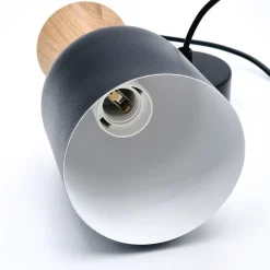 Pendellamper ^ Lamkur Pendellampe Nolan, Ø 11 cm, sort/eg, metal/træ