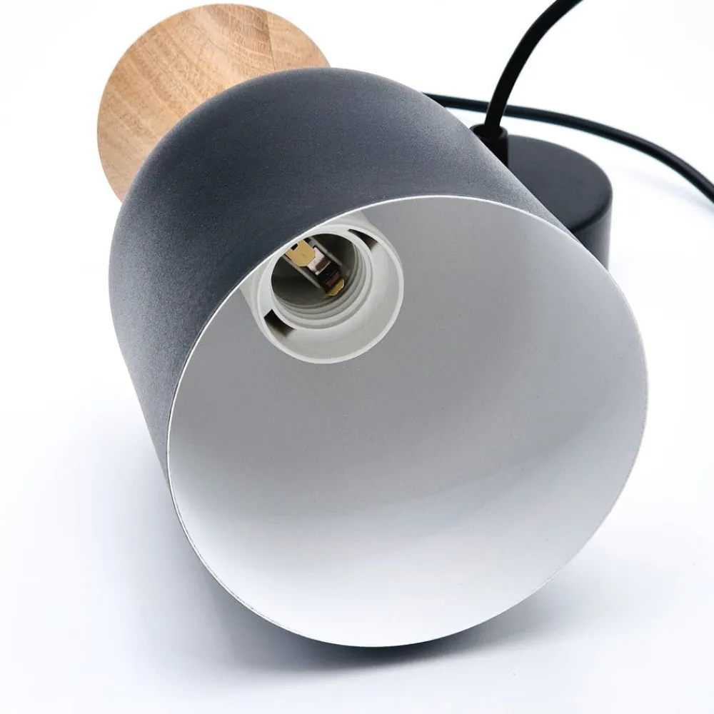 Pendellamper ^ Lamkur Pendellampe Nolan, Ø 11 cm, sort/eg, metal/træ