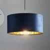 Maco Design Pendellamper > Pendellampe Salina silke stof blå/guld Ø 50cm