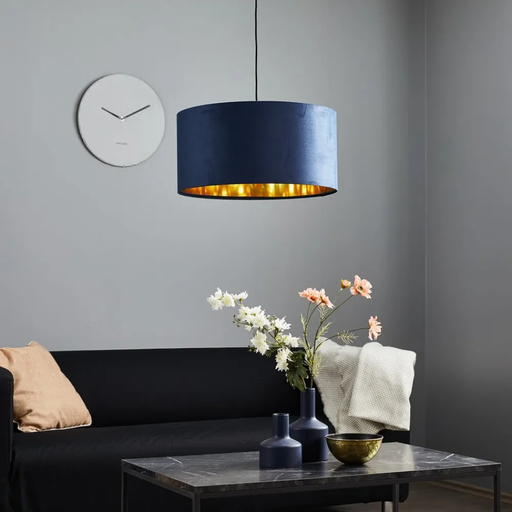 Maco Design Pendellamper > Pendellampe Salina silke stof blå/guld Ø 50cm