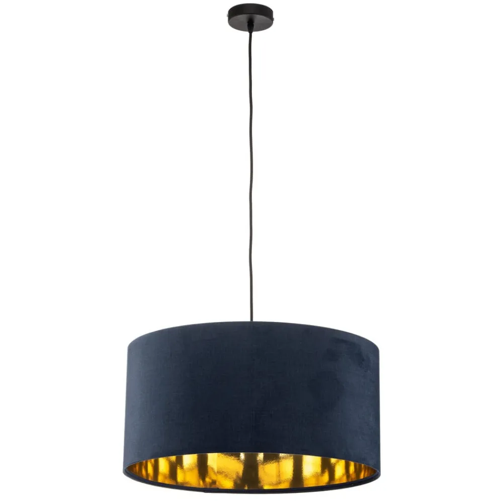 Maco Design Pendellamper > Pendellampe Salina silke stof blå/guld Ø 50cm