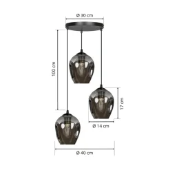 EMIBIG LIGHTING Pendellamper > Pendellampe Starla, glas grafit, 3 lyskilder rund