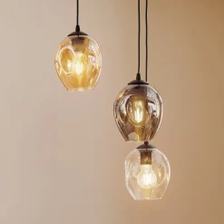 EMIBIG LIGHTING Pendellamper|Pendellamper > Pendellampe Starla, glas grafit/amber/klar, 3 lyskilder, rund