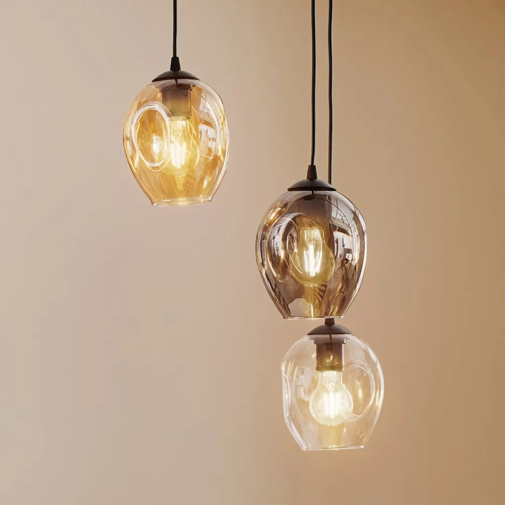 EMIBIG LIGHTING Pendellamper|Pendellamper > Pendellampe Starla, glas grafit/amber/klar, 3 lyskilder, rund