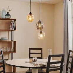 EMIBIG LIGHTING Pendellamper|Pendellamper > Pendellampe Starla, glas grafit/amber/klar, 3 lyskilder, rund