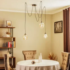 Pendellamper|Pendellamper ^ EMIBIG LIGHTING Pendellampe Starla, glas ravfarvet, 3 lyskilder decentreret