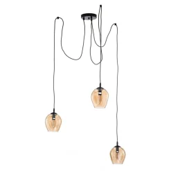 Pendellamper|Pendellamper ^ EMIBIG LIGHTING Pendellampe Starla, glas ravfarvet, 3 lyskilder decentreret