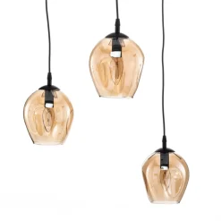 Pendellamper|Pendellamper ^ EMIBIG LIGHTING Pendellampe Starla, glas ravfarvet, 3 lyskilder decentreret
