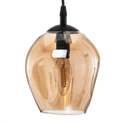 Pendellamper|Pendellamper ^ EMIBIG LIGHTING Pendellampe Starla, glas ravfarvet, 3 lyskilder decentreret