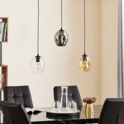 EMIBIG LIGHTING Pendellamper > Pendellampe Starla lige 3 lyskilder grafit/amber/klar