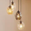 Pendellamper|Pendellamper ^ EMIBIG LIGHTING Pendellampe Starla rund 4 lyskilder grafit/amber/klar