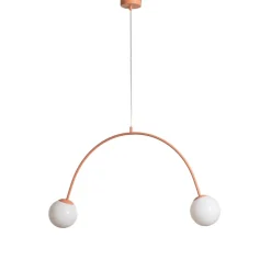 Pendellamper ^ ALDEX Pendellampe Una 2, metal, glas, 2 lyskilder, koralrød