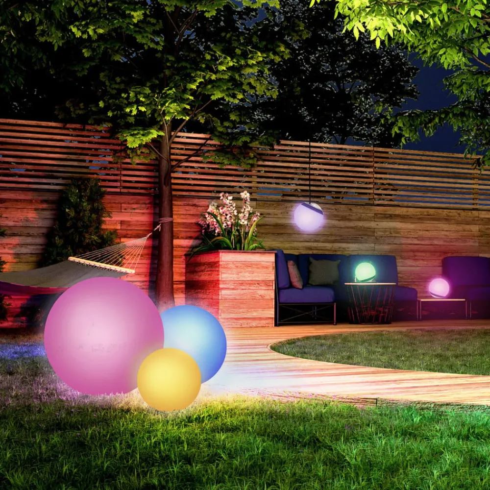 tint Solcellelamper|Gadebelysning > Pendula Solar LED-kugle, IP44, hvid, CCT, RGB