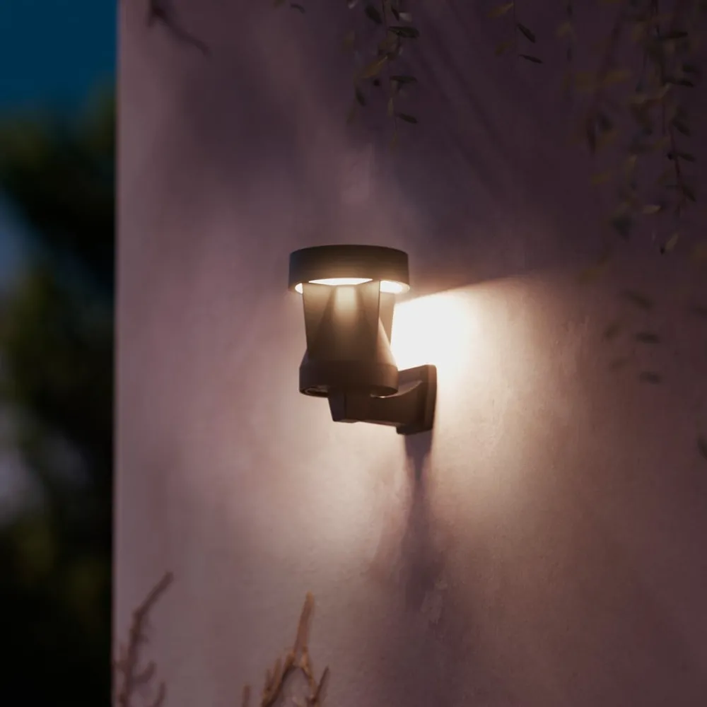 Solcellelamper ^ Philips Avery udendørs LED-væglampe, sort, IP44