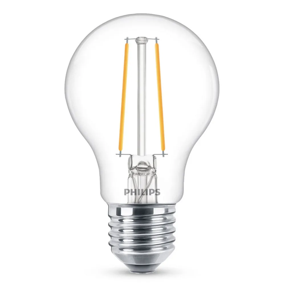 Filament Pære|Led Pærer ^ Philips Classic LED-pære E27 A60 2,2W klar 2.700K