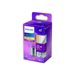 Filament Pære|Led Pærer ^ Philips Classic LED-pære E27 P45 6,5W 2.700K, klar