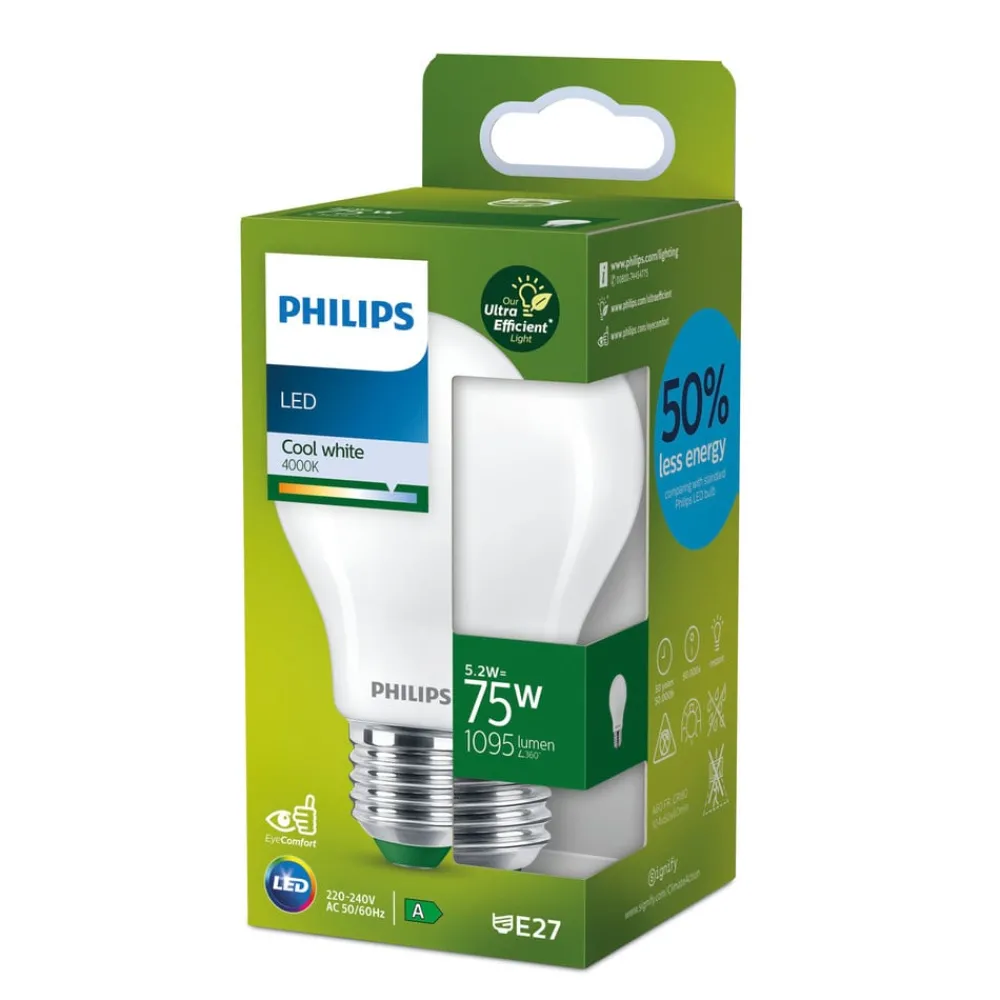 Philips Led Pærer > E27 LED-pære A60 5,2 W 1095lm 4.000 K mat