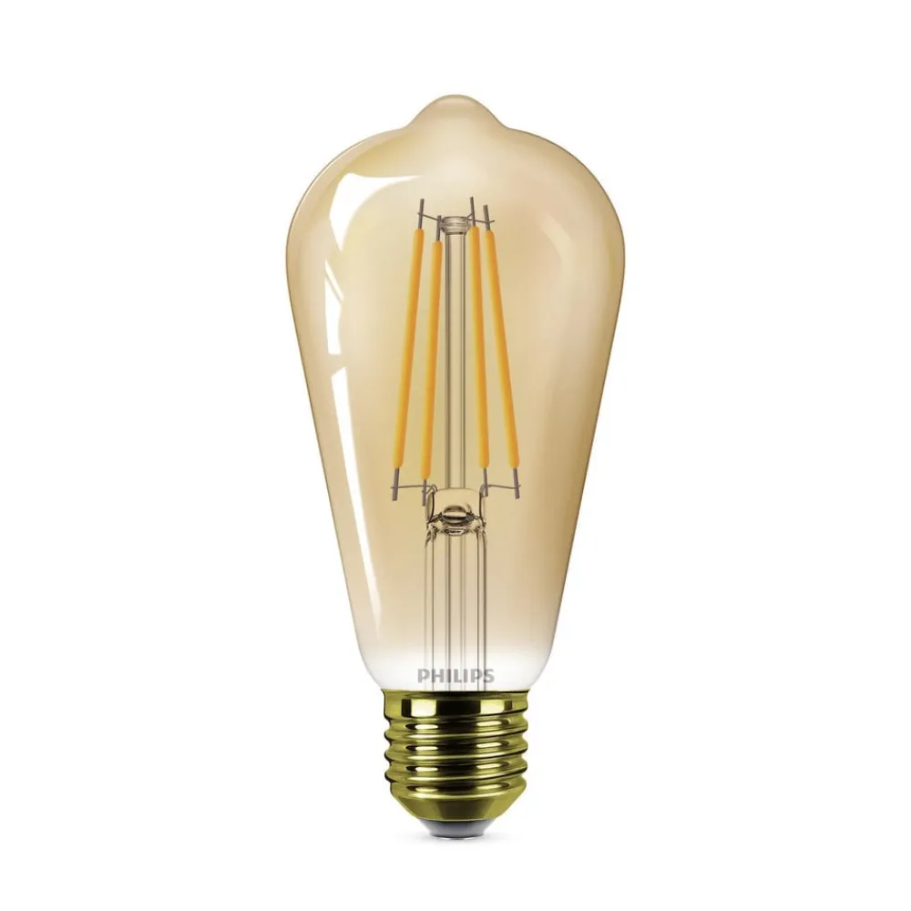 Philips Filament Pære|Led Pærer > E27 rustik LED-pære ST64 3,1W 1.800 K guld