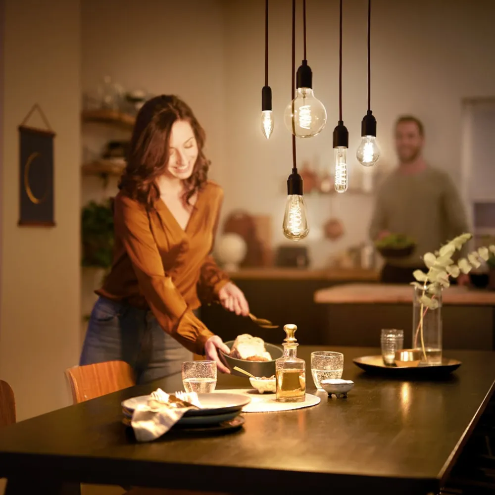 Philips Filament Pære|Led Pærer > E27 rustik LED-pære ST64 3,1W 1.800 K guld