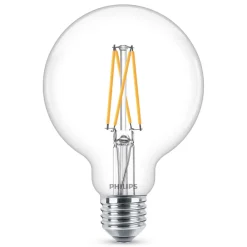 Dæmpbar Led-Pære|Filament Pære ^ Philips E27 5,9 W LED-globepære G95 klar dim 927