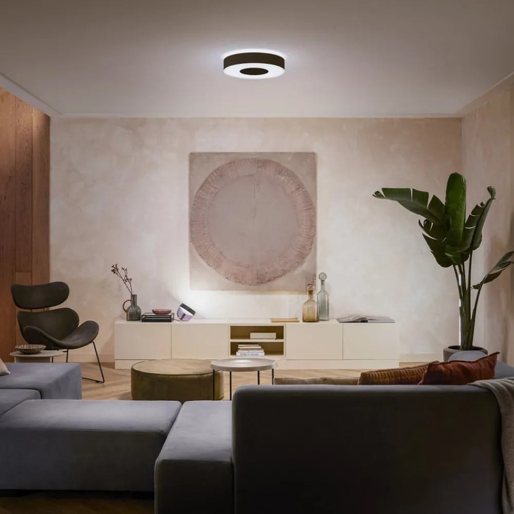 Loftlamper ^ Philips Hue Infuse LED-loftslampe, 38,1 cm, sort, dæmpbar.
